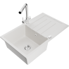 Mexen Bruno 1-bowl granite sink with drainer and kitchen faucet Duero, white - 6513-20-671600-00