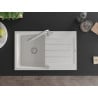 Mexen Bruno 1-bowl granite sink with drainer and kitchen faucet Duero, white - 6513-20-671600-00