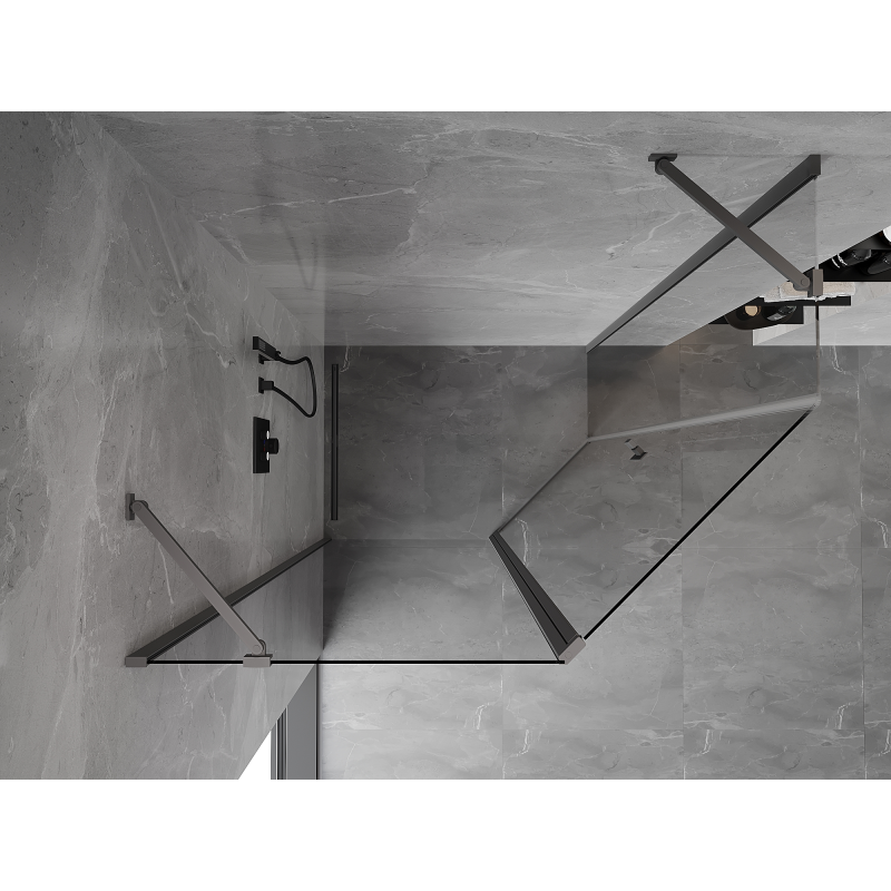 Mexen Mist asymmetrical pentagonal shower enclosure with hinged door 100 x 80 cm, transparent, gun metal - 8A8-100-080-95-00