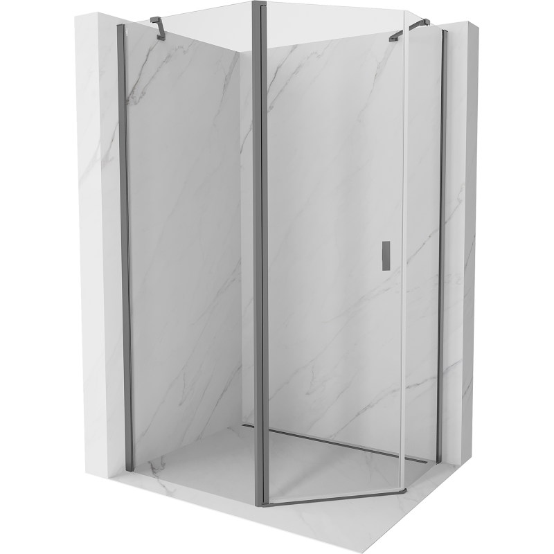 Mexen Mist asymmetrical pentagonal shower enclosure with hinged door 100 x 80 cm, transparent, gun metal - 8A8-100-080-95-00