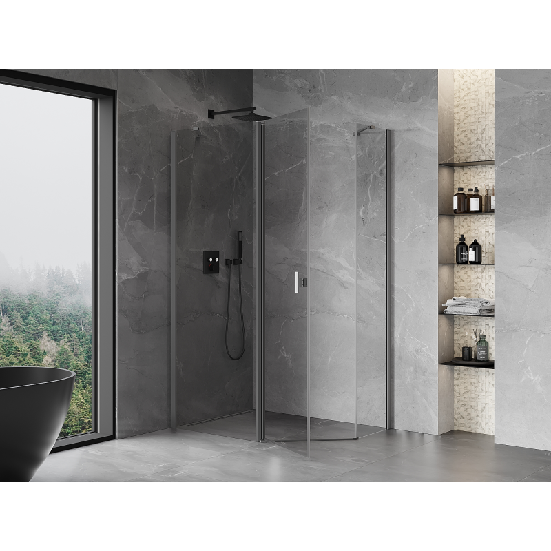 Mexen Mist asymmetric pentagonal shower enclosure 100 x 90 cm, transparent, gun metal - 8A8-100-090-95-00