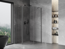 Mexen Mist asymmetric pentagonal shower enclosure 90 x 100 cm, transparent, gun metal - 8A8-090-100-95-00