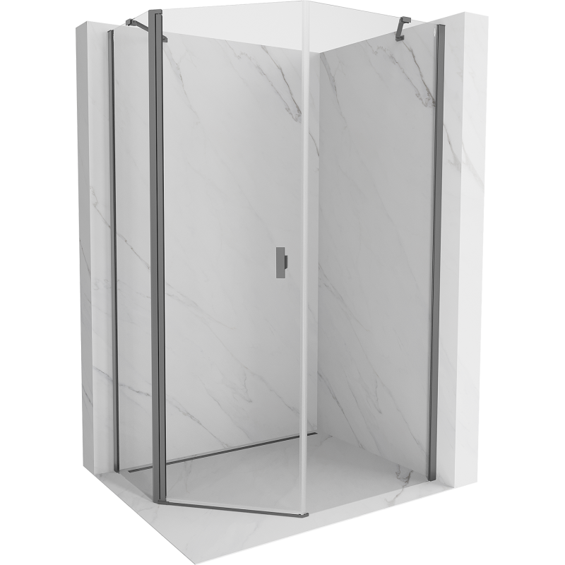 Mexen Mist asymmetric pentagonal shower enclosure 90 x 100 cm, transparent, gun metal - 8A8-090-100-95-00