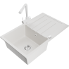 Mexen Bruno 1-compartment granite sink with a drip tray and kitchen mixer tap Duero, White - 6513-20-671600-20