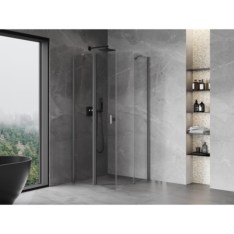Mexen Mist pentagonal swing shower cabin 100 x 100 cm, transparent, gun metal - 8A8-100-100-95-00