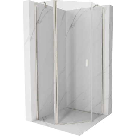 Mexen Mist pentagonal pivot shower enclosure 80 x 80 cm, transparent, brushed nickel - 8A8-080-080-97-00