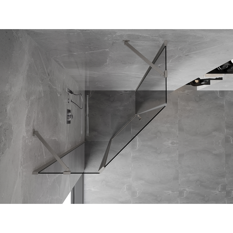 Mexen Mist pentagonal pivot shower enclosure 80 x 80 cm, transparent, brushed nickel - 8A8-080-080-97-00