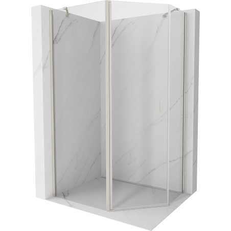 Mexen Mist asymmetrical hinged pentagonal shower enclosure 100 x 80 cm, transparent, brushed nickel - 8A8-100-080-97-00