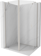 Mexen Mist asymmetrical hinged pentagonal shower enclosure 100 x 80 cm, transparent, brushed nickel - 8A8-100-080-97-00