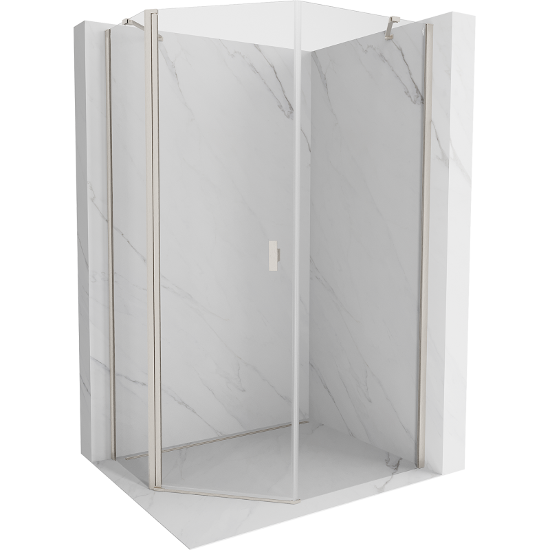 Mexen Mist asymmetrical pentagonal shower cabin with hinged door 80 x 90 cm, transparent, brushed nickel - 8A8-080-090-97-00