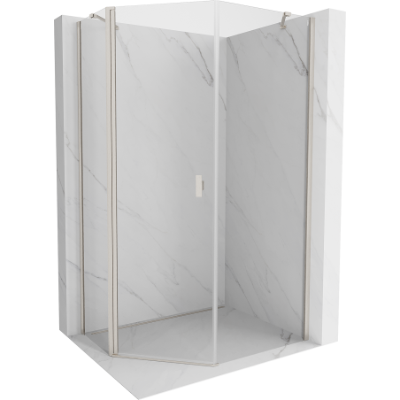 Mexen Mist asymmetrical pentagonal shower cabin with hinged door 80 x 90 cm, transparent, brushed nickel - 8A8-080-090-97-00