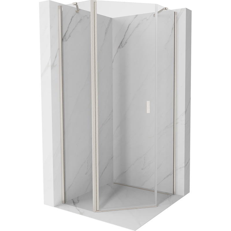 Mexen Mist pentagonal shower enclosure with hinged door 90 x 90 cm, transparent, brushed nickel - 8A8-090-090-97-00