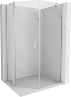 Mexen Mist Asymmetric Pentagonal Swing Shower Cabin 90 x 100 cm, Transparent, Brushed Nickel - 8A8-090-100-97-00