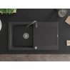 Mexen Leo 1-Bowl Granite Sink with Drainer and Telma Kitchen Faucet, Speckled Black - 6501-76-670200-76