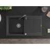 Mexen Leo granite sink 1-basin with drainer and Telma kitchen tap, speckled black - 6501-76-670200-76
