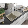 Mexen Bruno granite kitchen sink 1-bowl with drainer and Duero kitchen faucet, beige - 6513-69-671600-00