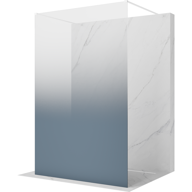 Mexen Kioto freestanding shower wall 150 x 200 cm, blue ombre 8 mm, white - 800-150-002-20-46