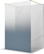 Mexen Kioto 140 x 200 cm Freestanding Shower Wall, Blue Ombre 8 mm, Brushed Gold - 800-140-002-55-46