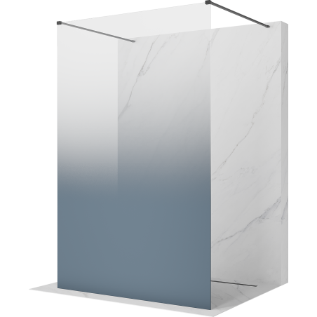 Mexen Kioto freestanding shower wall 140 x 200 cm, blue ombre 8 mm, brushed gun gray - 800-140-002-66-46