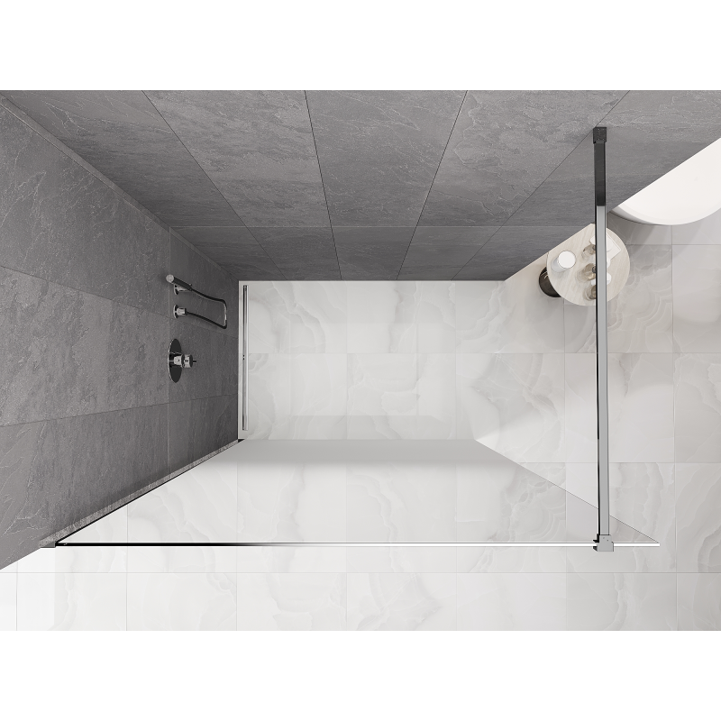 Mexen Kioto Walk-in Shower Wall 120 x 200 cm, White Ombre 8 mm, Chrome - 800-120-101-01-86