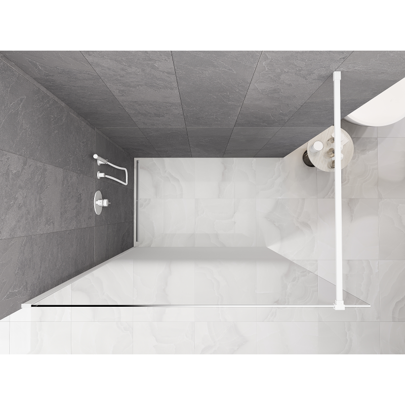 Mexen Kioto Walk-in shower wall 130 x 200 cm, white ombre 8 mm, white - 800-130-101-20-86