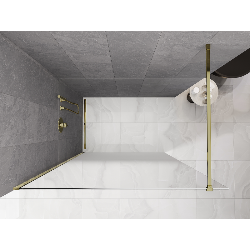 Mexen Kioto Walk-in Shower Wall 80 x 200 cm, White Ombre 8 mm, Gold - 800-080-101-50-86