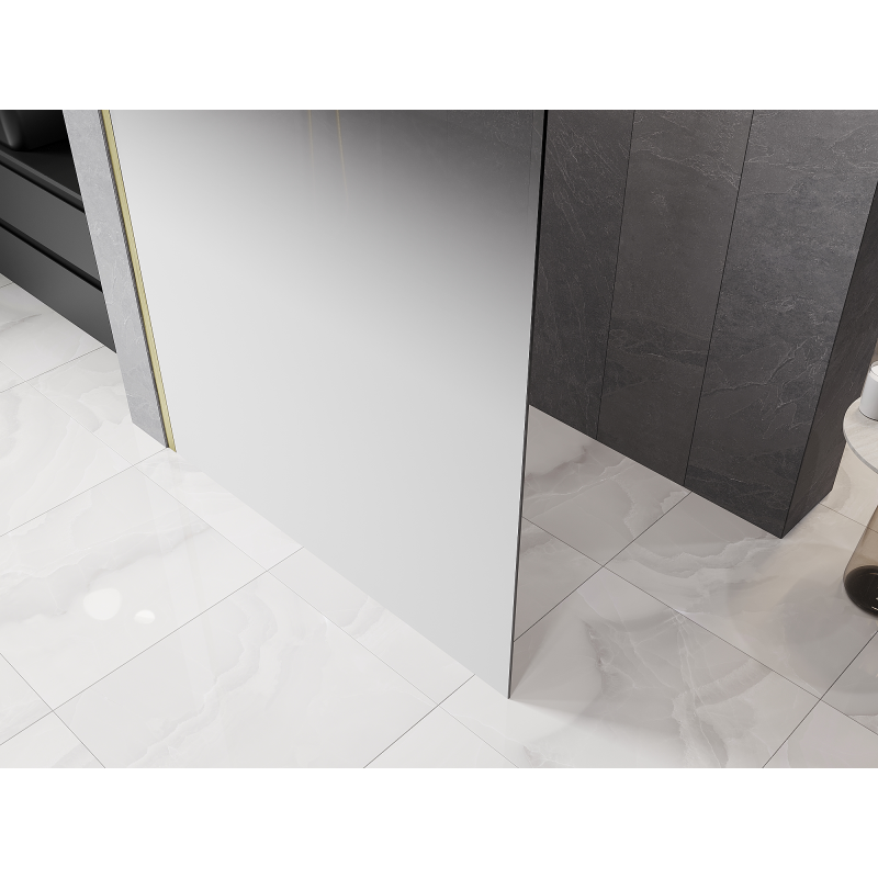 Mexen Kioto Walk-in shower wall 110 x 200 cm, white ombre 8 mm, brushed gold - 800-110-101-55-86