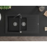 Mexen Matias granite sink 1.5-bowl with drainer and Telma kitchen faucet, black - 6502-77-670200-70