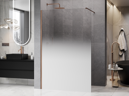 Mexen Kioto Walk-in shower wall 90 x 200 cm, white ombre 8 mm, brushed copper - 800-090-101-65-86
