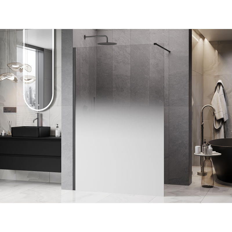 Mexen Kioto Walk-in Shower Wall 130 x 200 cm, White Ombre 8 mm, Brushed Gun Gray - 800-130-101-66-86