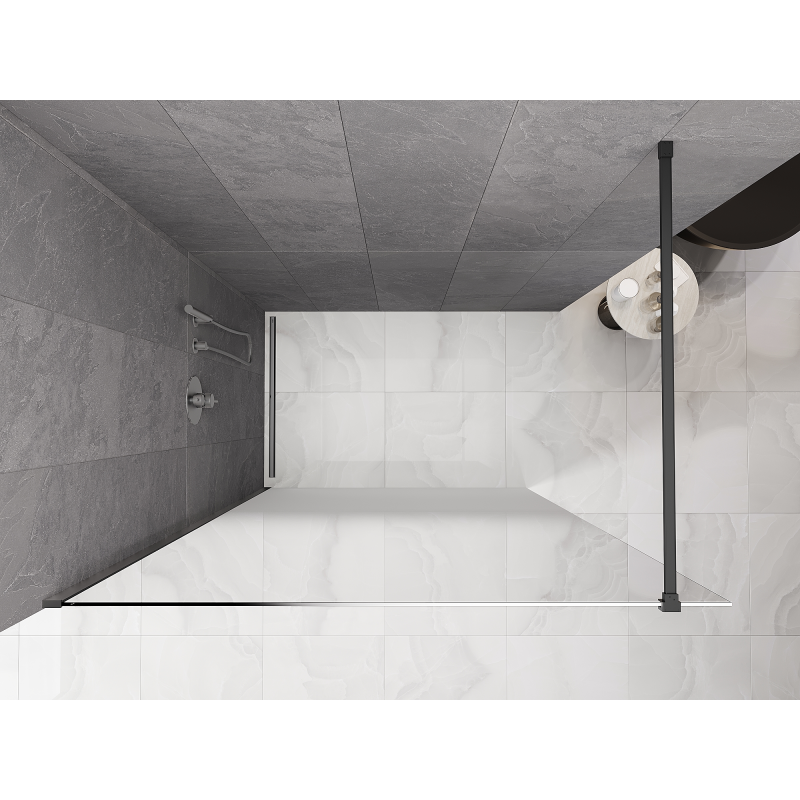 Mexen Kioto Walk-in Shower Panel 70 x 200 cm, White Ombre 8 mm, Gun Metal - 800-070-101-95-86