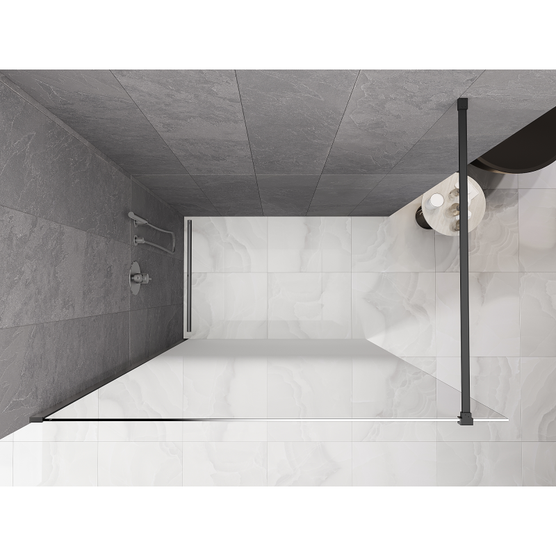 Mexen Kioto Walk-in Shower Wall 80 x 200 cm, White Ombre 8 mm, Gun Metal - 800-080-101-95-86