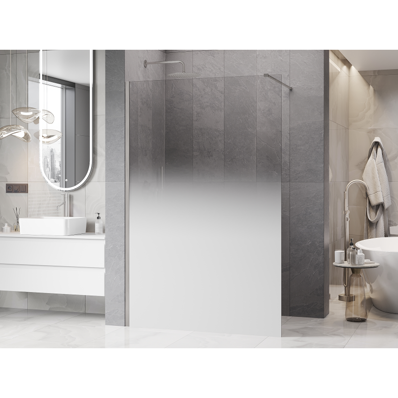 Mexen Kioto Walk-in Shower Wall 120 x 200 cm, White Ombre 8 mm, Brushed Nickel - 800-120-101-97-86