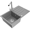 Mexen Bruno granite kitchen sink with 1 basin, drainer, and Duero kitchen faucet, gray - 6513-71-671600-00