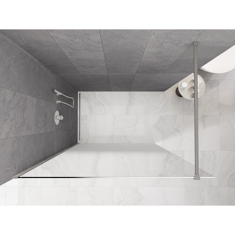 Mexen Kioto Walk-in Shower Wall 140 x 200 cm, White Ombre 8 mm, Brushed Nickel - 800-140-101-97-86