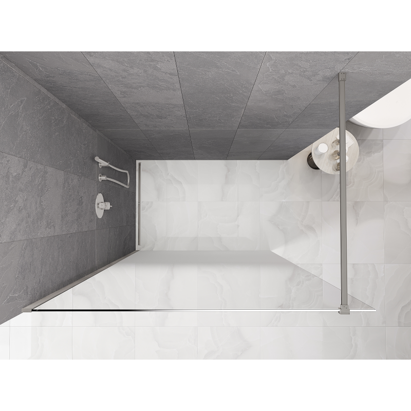 Mexen Kioto Walk-in Shower Wall 80 x 200 cm, White Ombre 8 mm, Brushed Nickel - 800-080-101-97-86