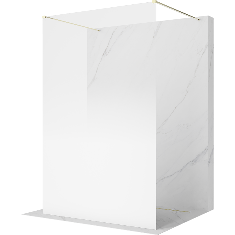 Mexen Kioto freestanding shower screen 140 x 200 cm, white ombre 8 mm, gold - 800-140-002-50-86