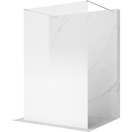 Mexen Kioto Freestanding Shower Wall 150 x 200 cm, White Ombre 8 mm, Gold - 800-150-002-50-86