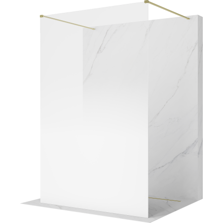 Mexen Kioto freestanding shower wall 150 x 200 cm, white ombre 8 mm, brushed gold - 800-150-002-55-86