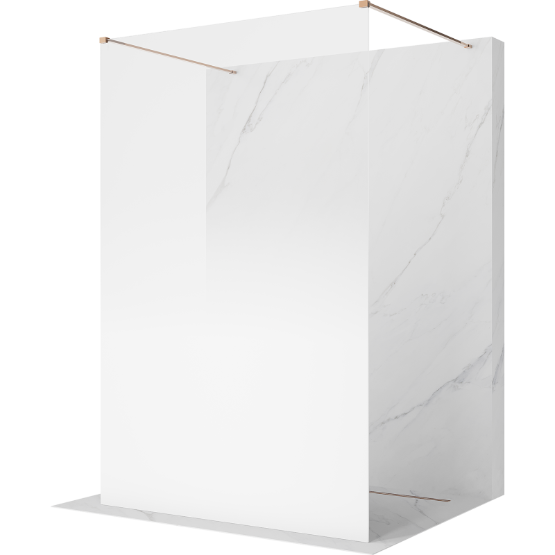 Mexen Kioto freestanding shower screen 120 x 200 cm, white ombre 8 mm, rose gold - 800-120-002-60-86