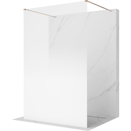 Mexen Kioto freestanding shower partition 130 x 200 cm, white ombre 8 mm, rose gold - 800-130-002-60-86