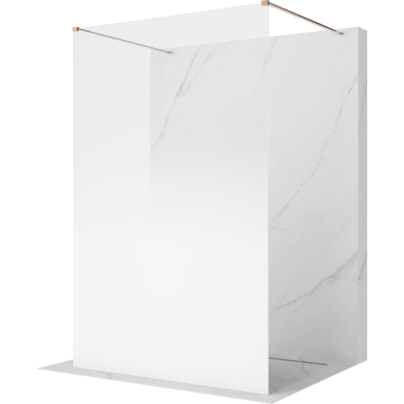 Mexen Kioto freestanding shower wall 140 x 200 cm, white ombre 8 mm, rose gold - 800-140-002-60-86