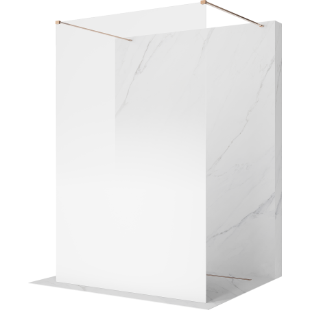 Mexen Kioto Free-standing Shower Wall 150 x 200 cm, White Ombre 8 mm, Rose Gold - 800-150-002-60-86