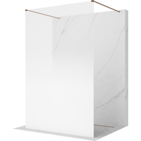 Mexen Kioto freestanding shower wall 100 x 200 cm, white ombre 8 mm, brushed copper - 800-100-002-65-86