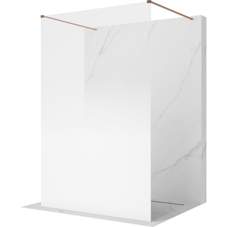 Mexen Kioto freestanding shower wall 120 x 200 cm, white ombre 8 mm, brushed copper - 800-120-002-65-86