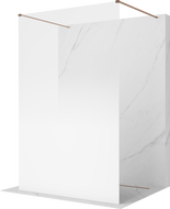 Mexen Kioto freestanding shower panel 140 x 200 cm, white ombre 8 mm, brushed copper - 800-140-002-65-86
