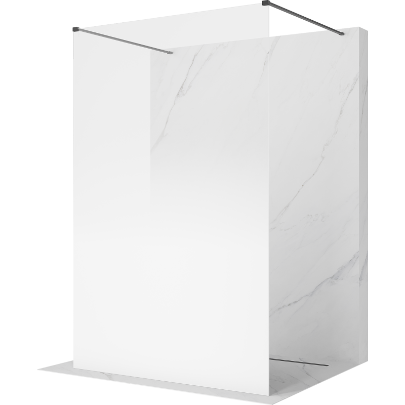 Mexen Kioto freestanding shower wall 150 x 200 cm, white ombre 8 mm, brushed gun gray - 800-150-002-66-86
