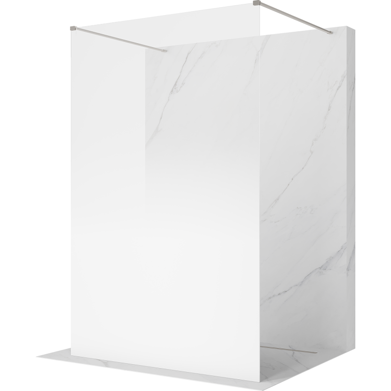 Mexen Kioto freestanding shower wall 120 x 200 cm, white ombre 8 mm, brushed nickel - 800-120-002-97-86