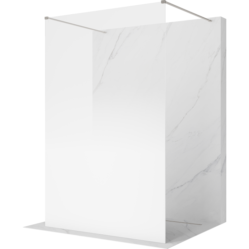 Mexen Kioto freestanding shower wall 140 x 200 cm, white ombre 8 mm, brushed nickel - 800-140-002-97-86