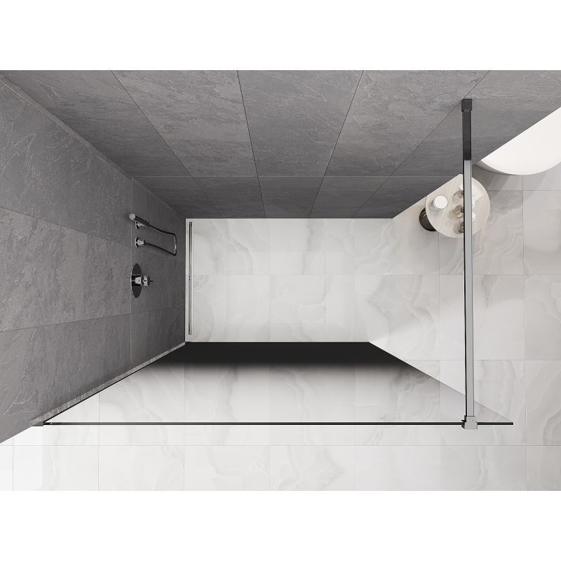 Mexen Kioto Walk-in Shower Wall 80 x 200 cm, Black Ombre 8 mm, Chrome - 800-080-101-01-76